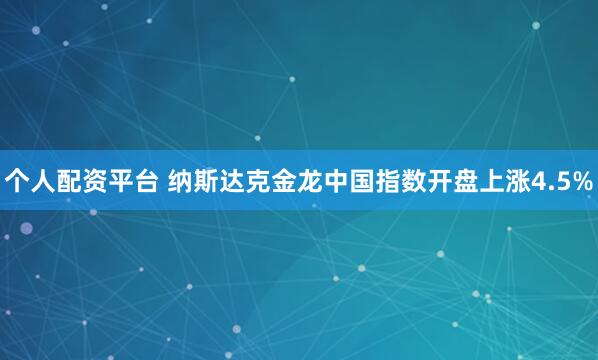 个人配资平台 纳斯达克金龙中国指数开盘上涨4.5%
