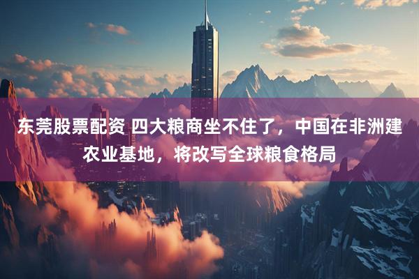 东莞股票配资 四大粮商坐不住了，中国在非洲建农业基地，将改写全球粮食格局